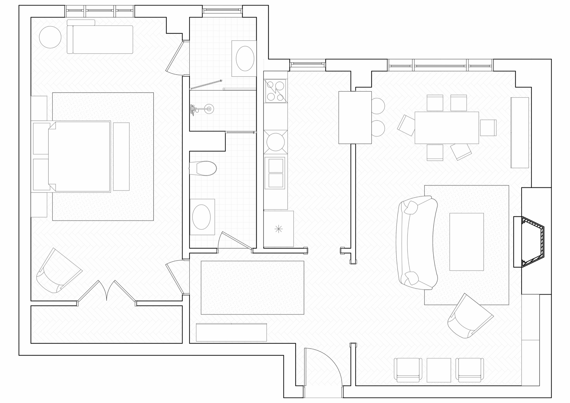 Floor plan — Grove Residence, 850 sqft