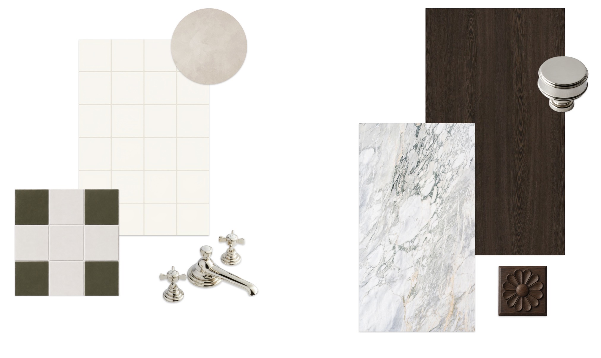 Bathroom material composition — Grove Residence